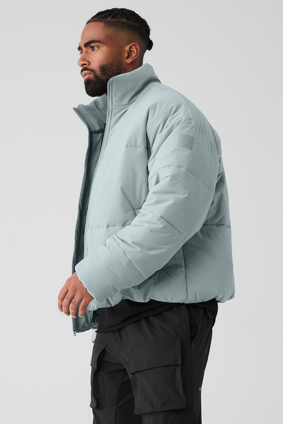 Grey Men's Alo Yoga Stretch Woven Street Puffer Jackets | NOM-039568