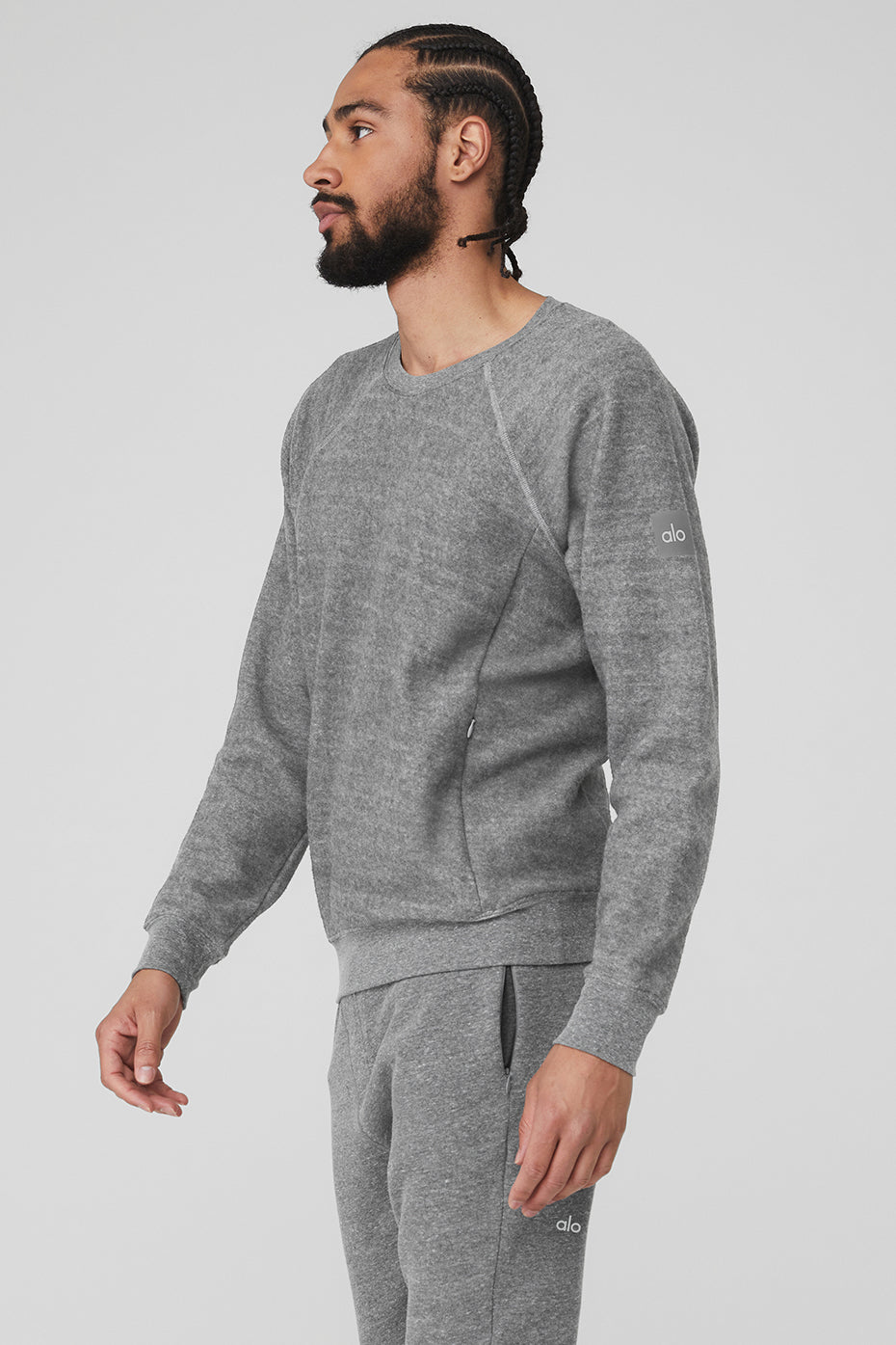 Grey Men's Alo Yoga Triumph Crew Neck Sweatshirts | YBO-198364