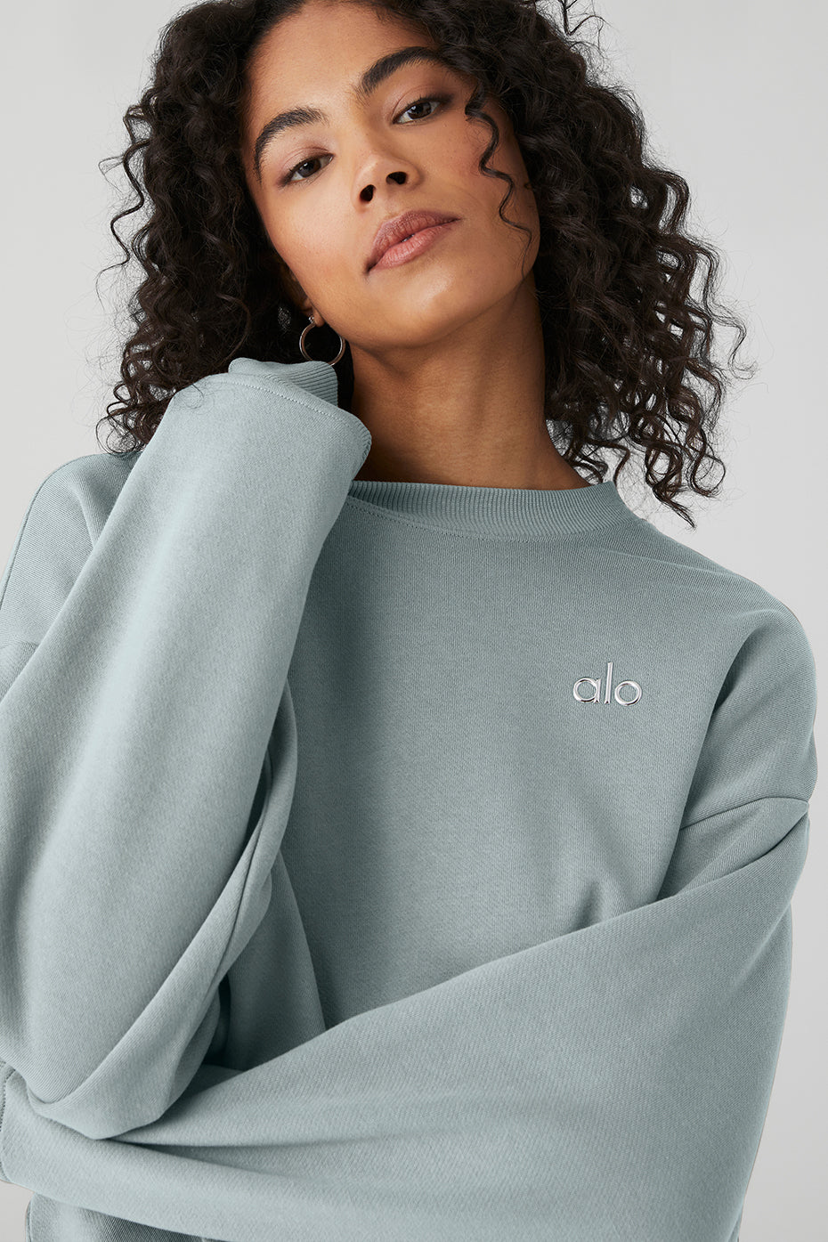 Grey Women's Alo Yoga Accolade Crew Neck Pullover Sweatshirts | MLH-952346