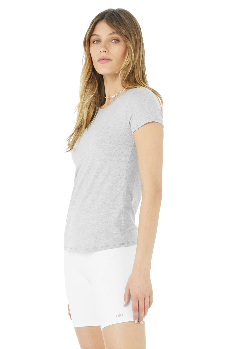 Grey Women's Alo Yoga Alosoft Finesse Tee Short Sleeve | EAN-365804