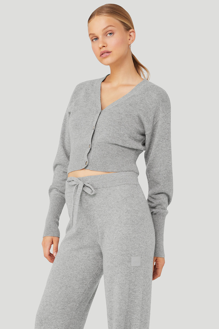 Grey Women's Alo Yoga Cashmere Jet Set Cardigan Sweatshirts | NLB-924581