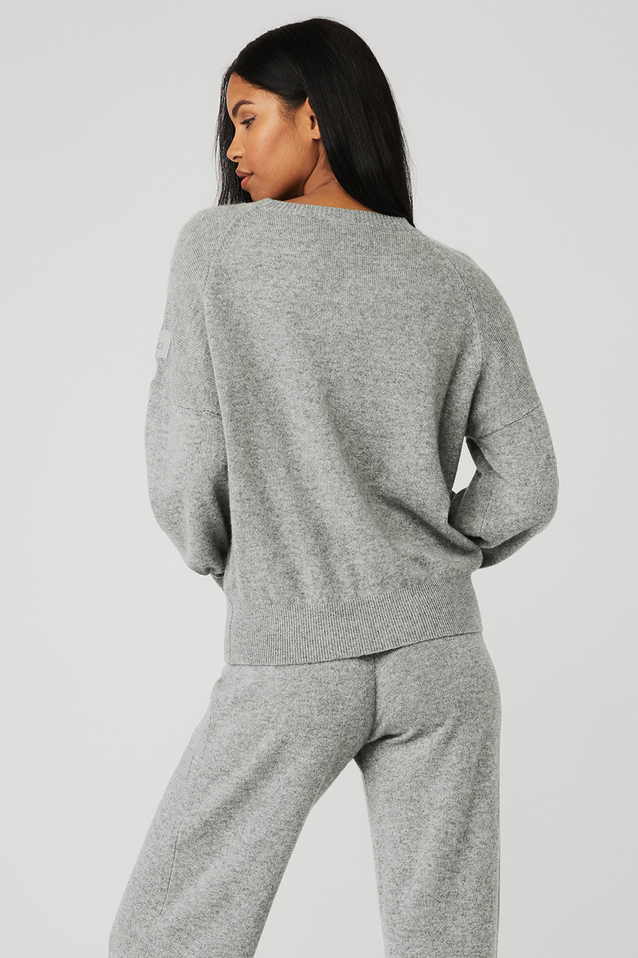 Grey Women's Alo Yoga Cashmere Jet Set Crew Sweatshirts | ZXV-794563