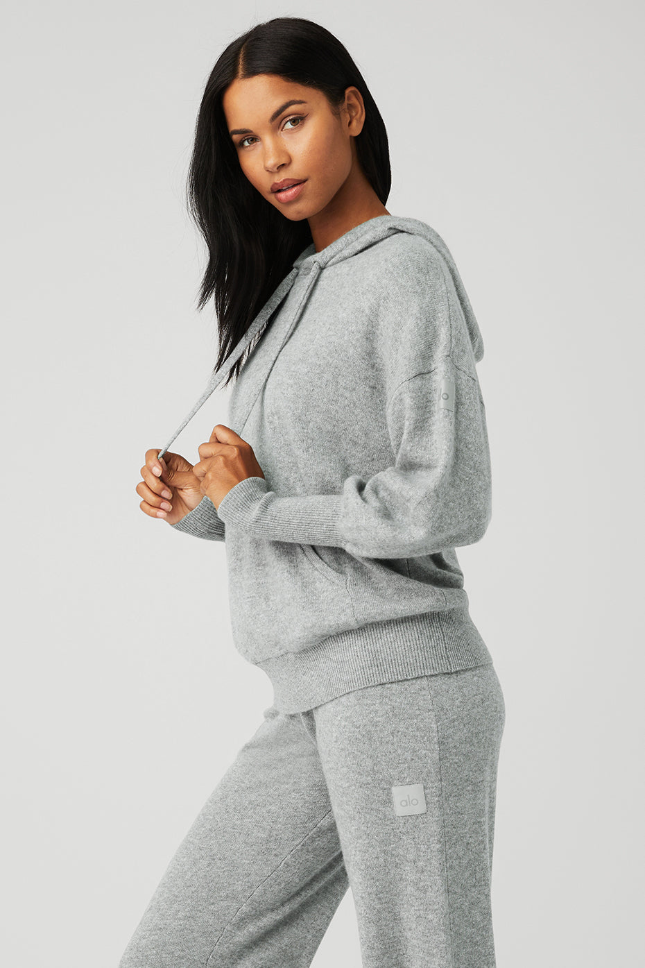 Grey Women's Alo Yoga Cashmere Jet Set Hoodie | VLG-519240