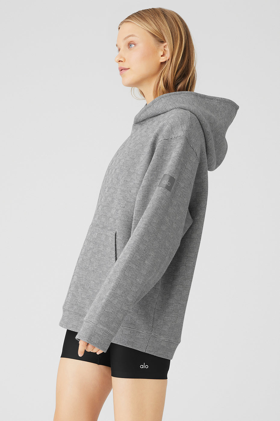 Grey Women's Alo Yoga Glenplaid Colosseum Hoodie | KGF-842563