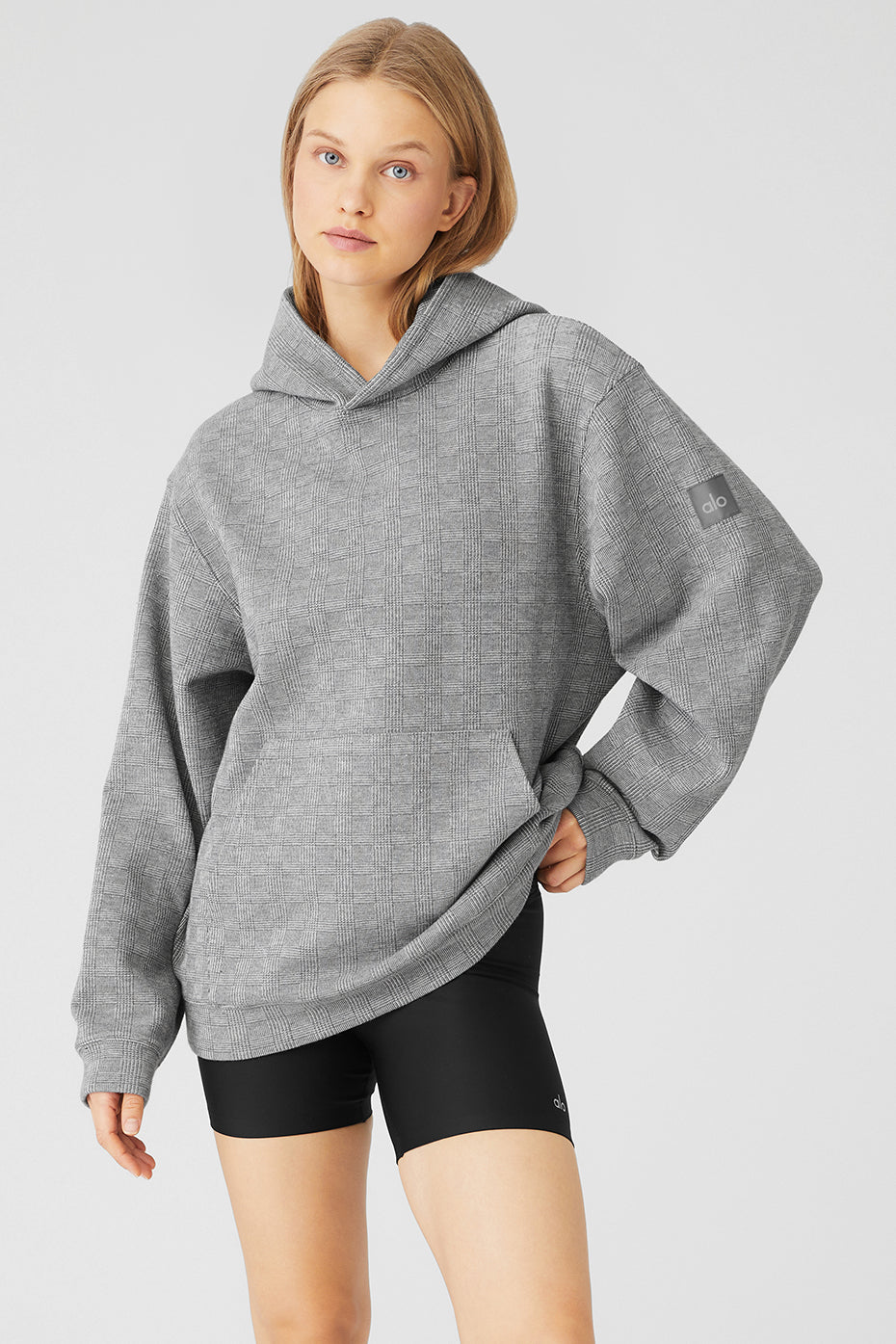 Grey Women\'s Alo Yoga Glenplaid Colosseum Hoodie | KGF-842563