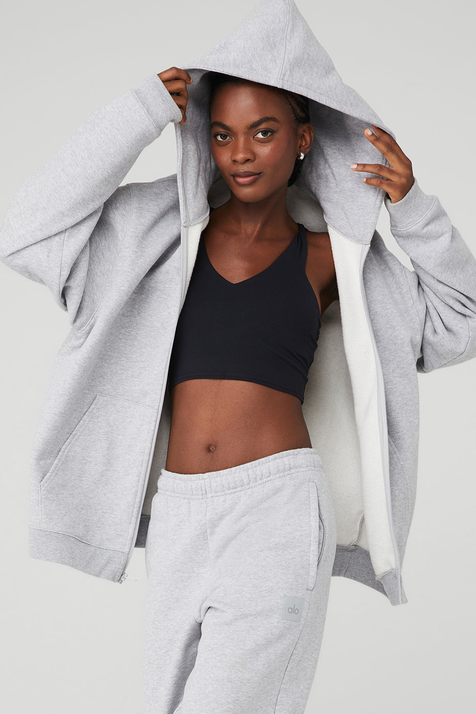 Grey Women's Alo Yoga Renown Heavy Weight Full Zip Hoodie | VHW-570123