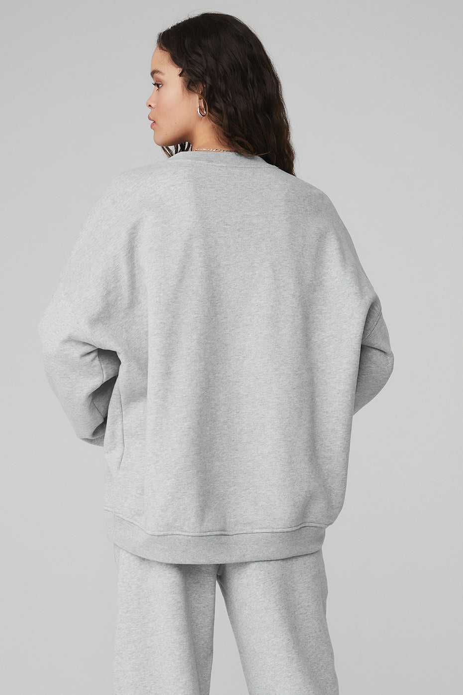 Grey Women's Alo Yoga Renown Heavy Weight Crew Neck Pullover Sweatshirts | VMO-563978