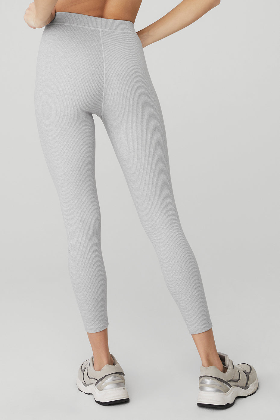 Grey Women's Alo Yoga Ribbed High-Waist 7/8 Blissful Leggings | VQD-450279