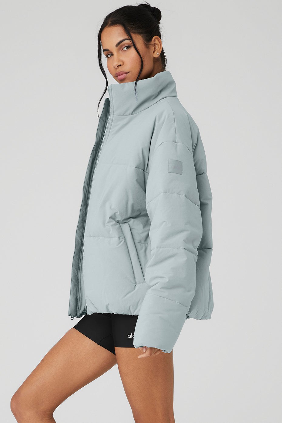 Grey Women's Alo Yoga Stretch Woven Street Puffer Jackets | JCM-345921