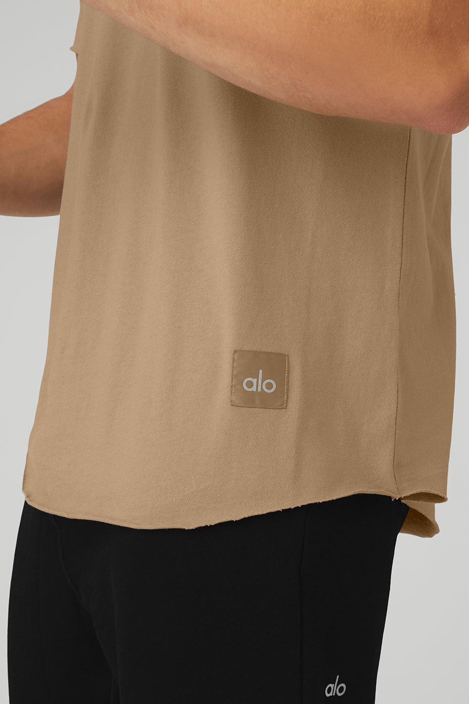 Khaki Men's Alo Yoga Society Crewneck Tee Short Sleeve | SGV-279384