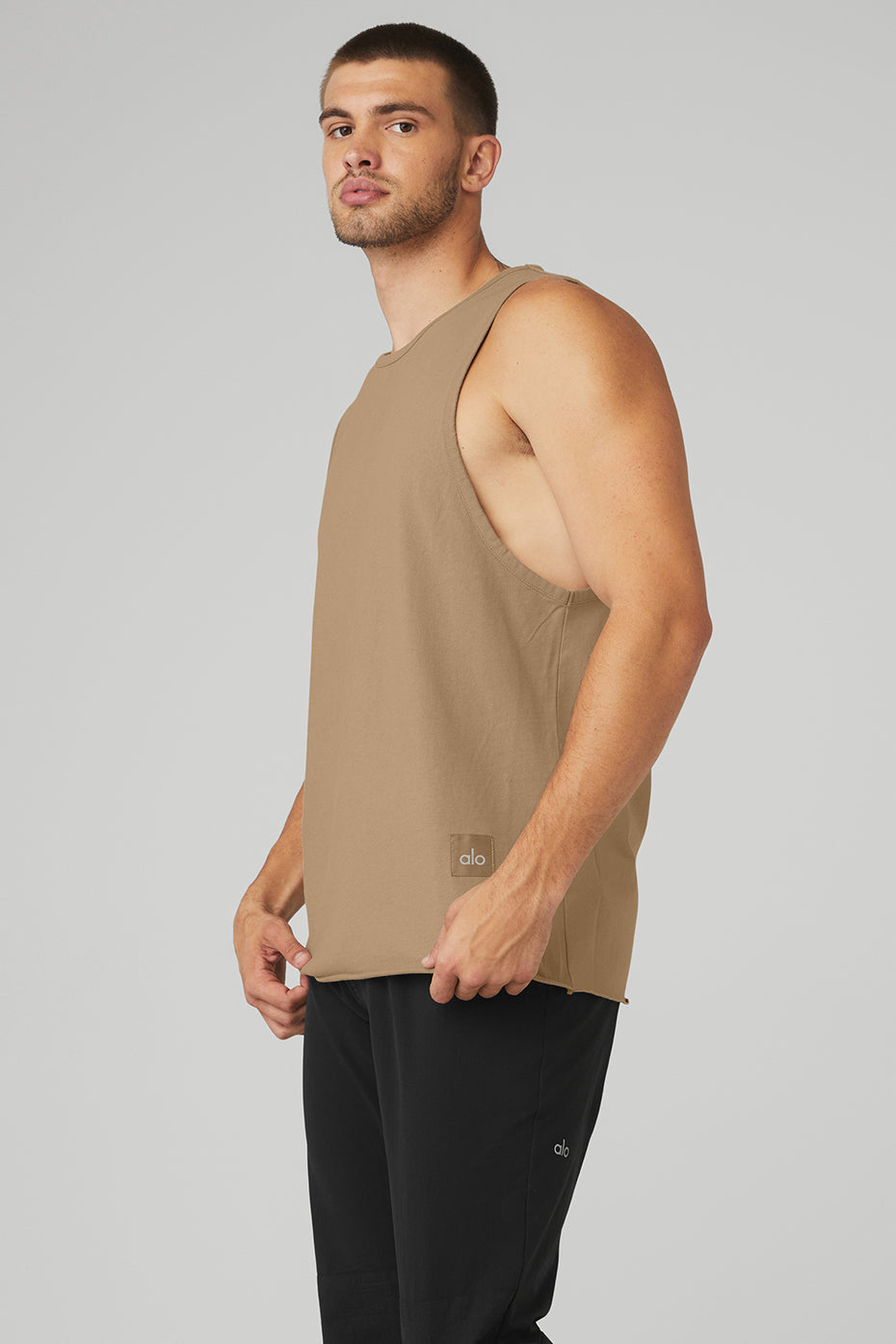 Khaki Men's Alo Yoga Society Tanks | KWH-063481