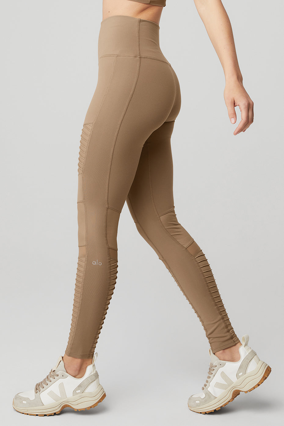 Khaki Women's Alo Yoga High-Waist Moto Leggings | WTB-953642