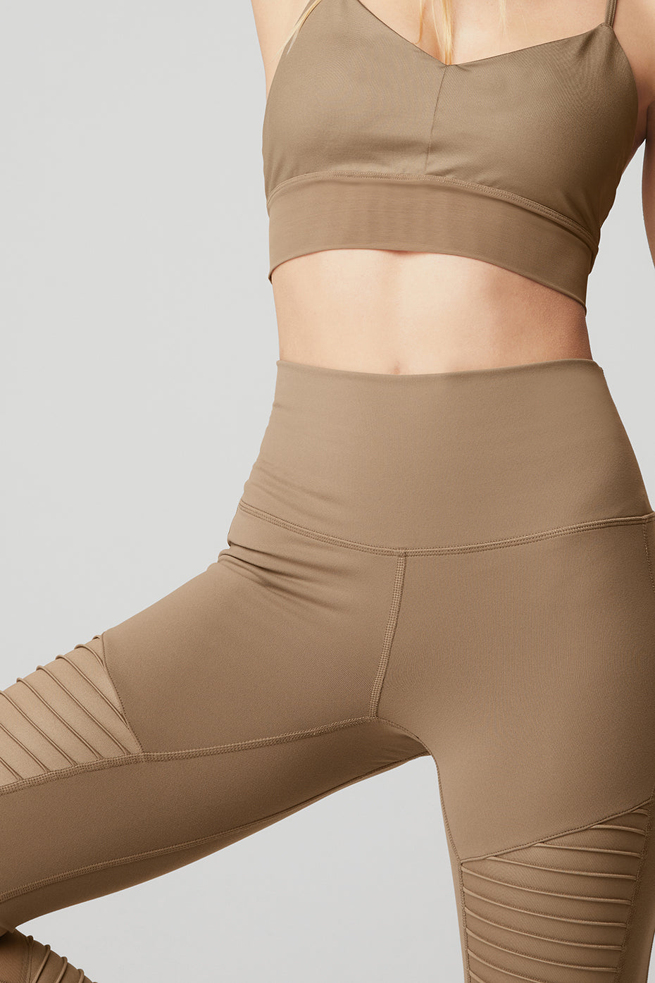 Khaki Women's Alo Yoga High-Waist Moto Leggings | WTB-953642