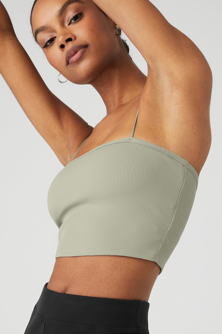 Light Green Women's Alo Yoga Goddess Ribbed Bandeau Tanks | CYB-810675