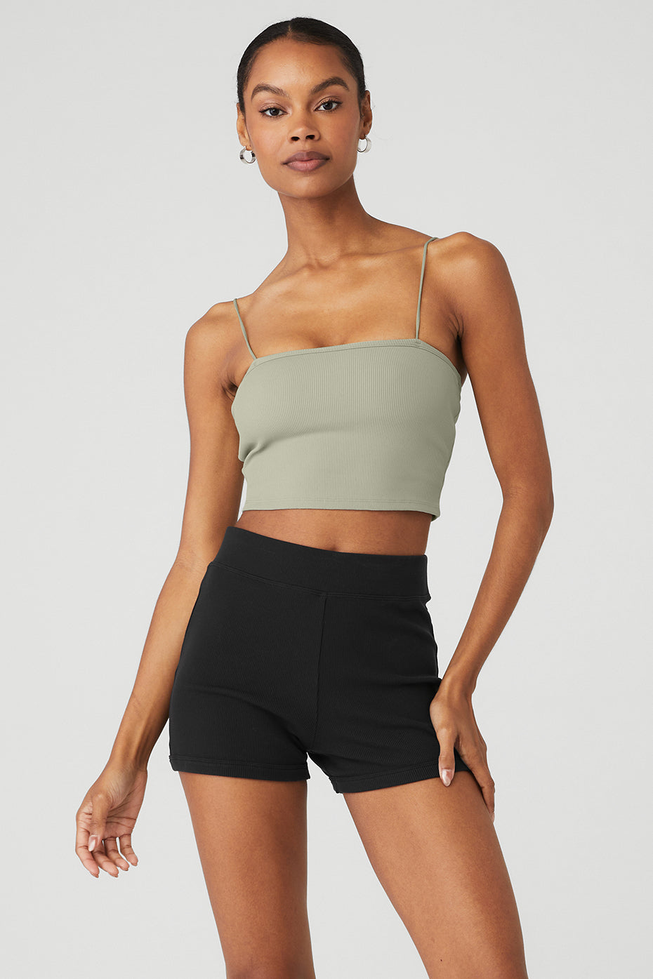 Light Green Women\'s Alo Yoga Goddess Ribbed Bandeau Tanks | CYB-810675