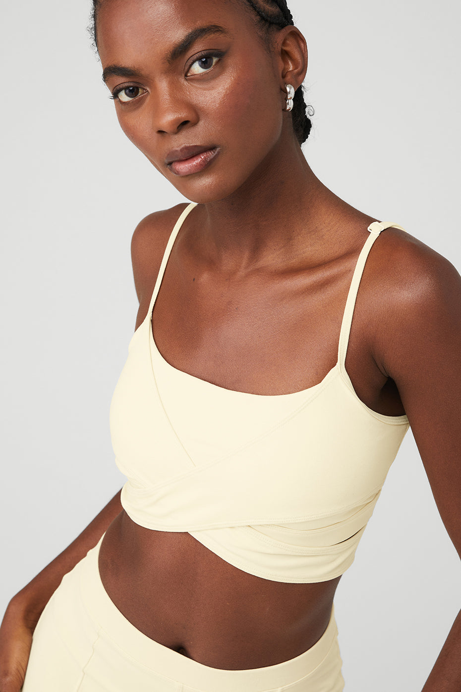 Light Yellow Women's Alo Yoga Airbrush Enso Bras | OCY-243706