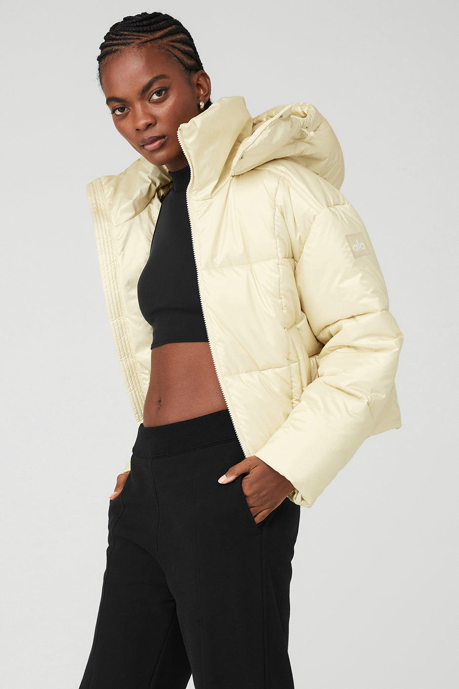 Light Yellow Women's Alo Yoga Pearlized Pristine Puffer Jackets | INM-784091