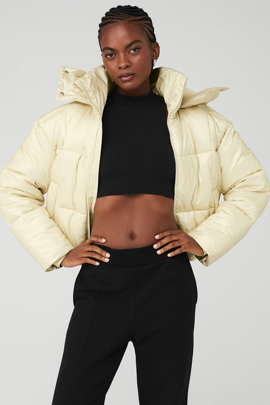 Light Yellow Women\'s Alo Yoga Pearlized Pristine Puffer Jackets | INM-784091