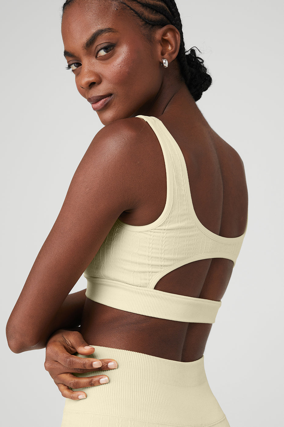 Light Yellow Women's Alo Yoga Seamless Cable Knit Bras | PCL-426701