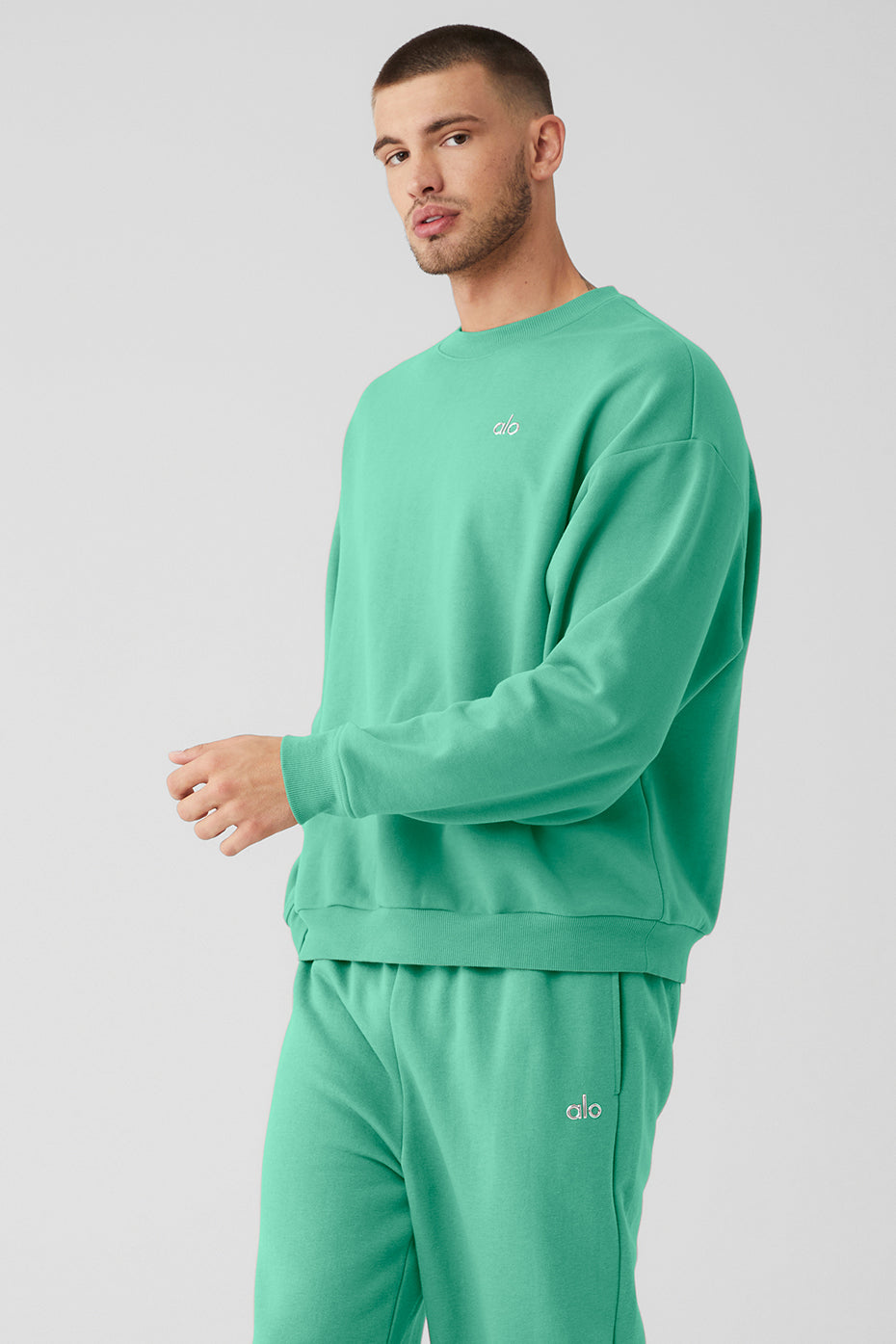 Mint Men's Alo Yoga Accolade Crew Neck Pullover Sweatshirts | XUP-138726