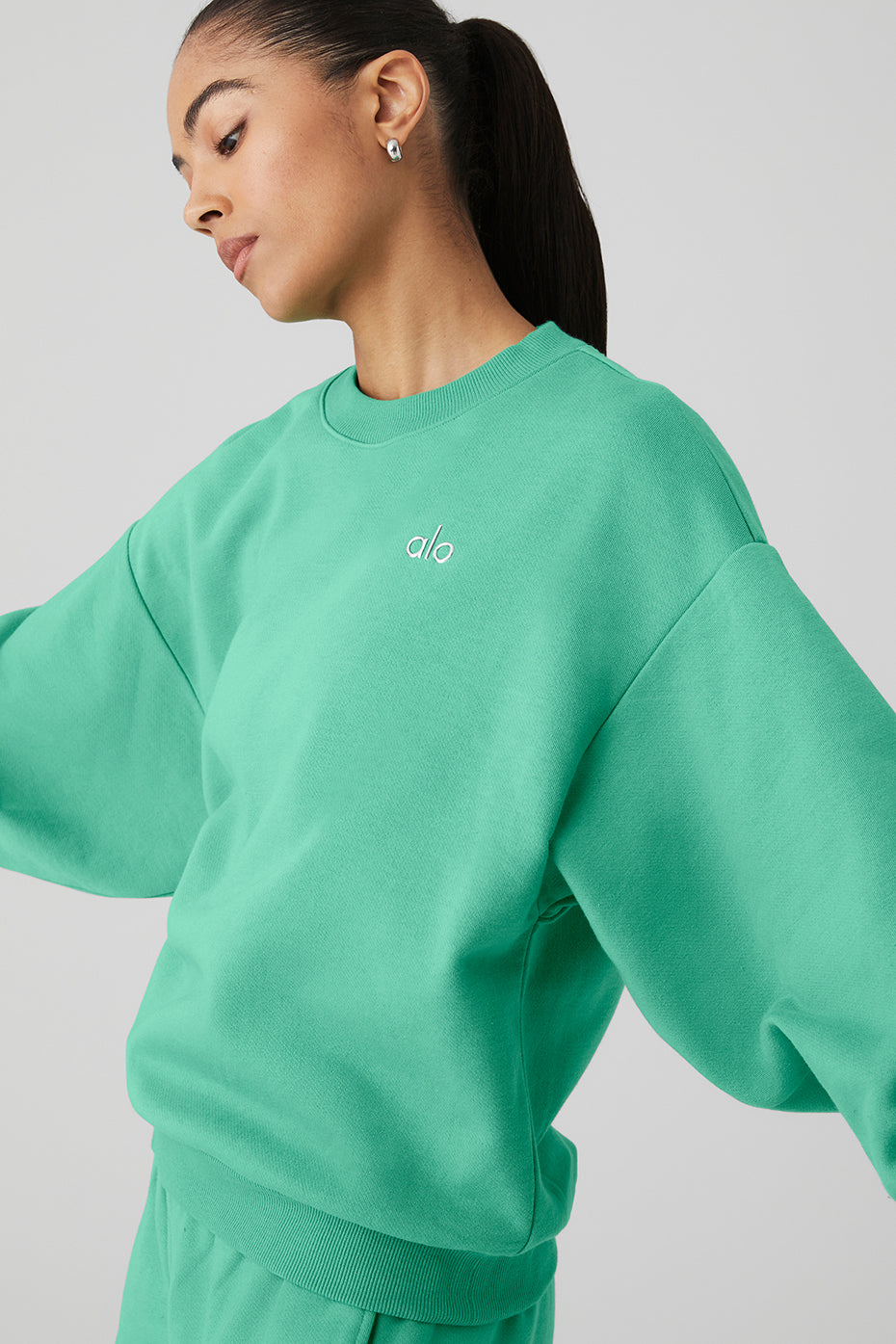 Mint Women's Alo Yoga Accolade Crew Neck Pullover Sweatshirts | DFG-683120