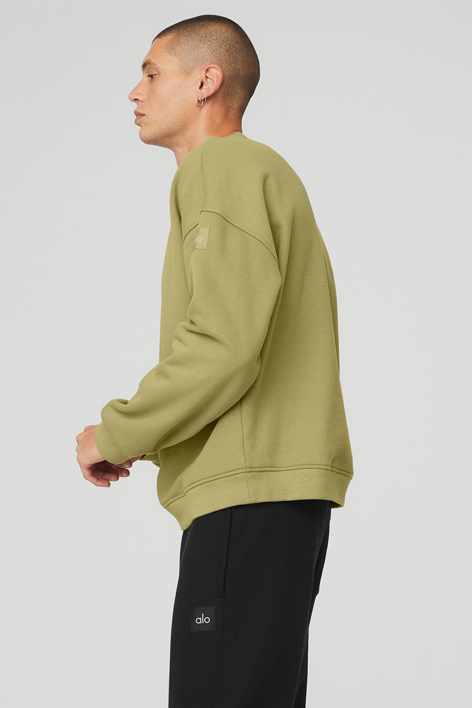 Mustard Green Men's Alo Yoga Renown Heavy Weight Crew Neck Pullover Sweatshirts | SCF-275498