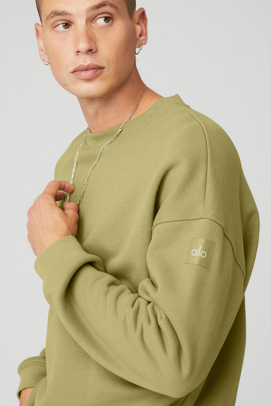 Mustard Green Men's Alo Yoga Renown Heavy Weight Crew Neck Pullover Sweatshirts | SCF-275498