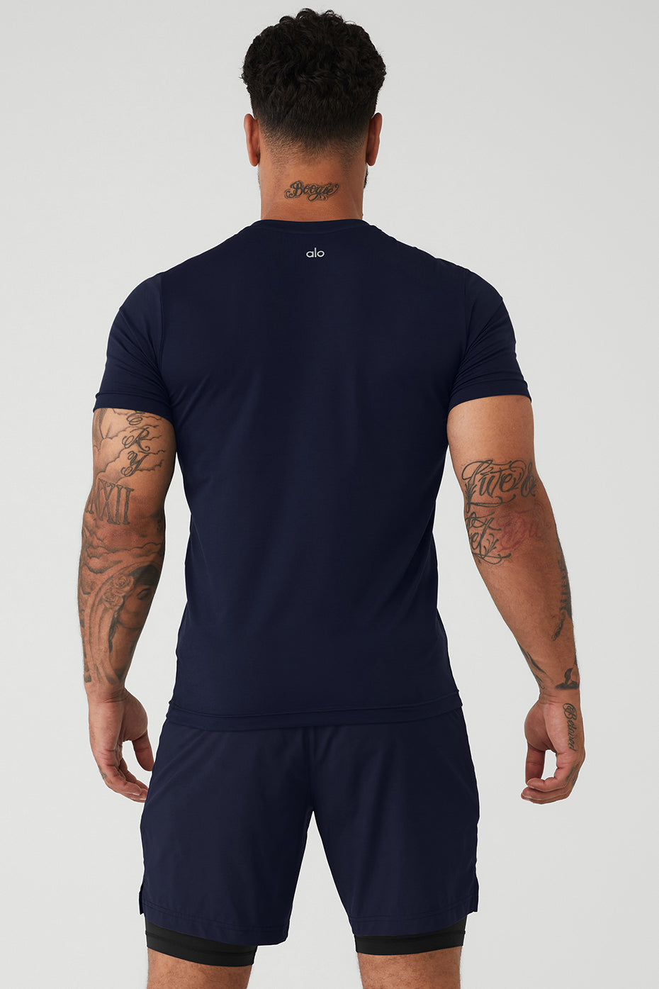 Navy Men's Alo Yoga Conquer Reform Crewneck Short Sleeve | EXG-572380