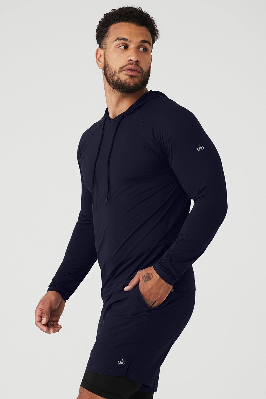 Navy Men's Alo Yoga Idol Runner Hoodie | DAQ-078914