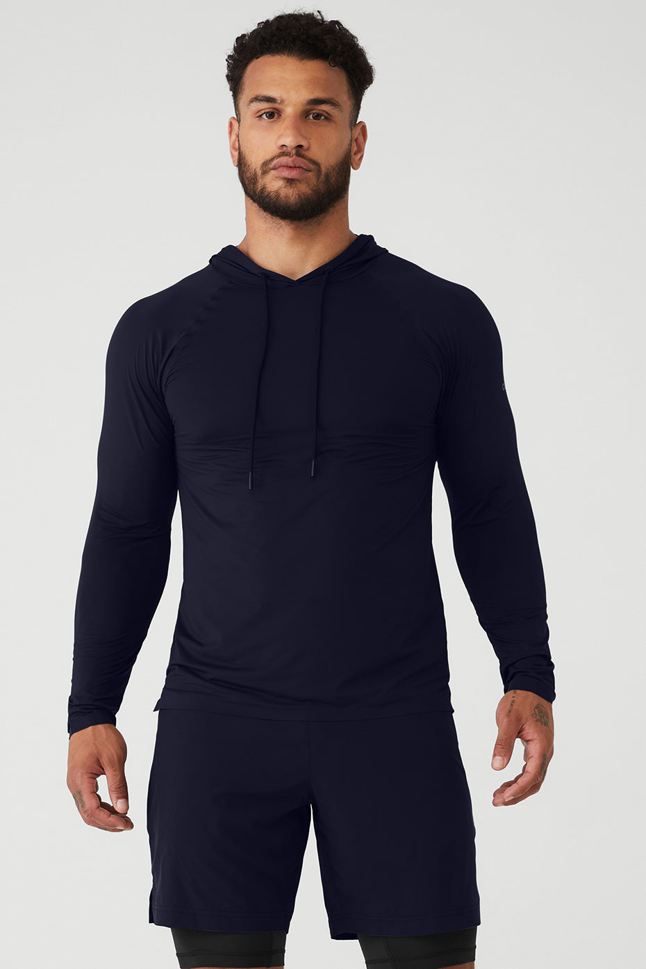 Navy Men\'s Alo Yoga Idol Runner Hoodie | DAQ-078914