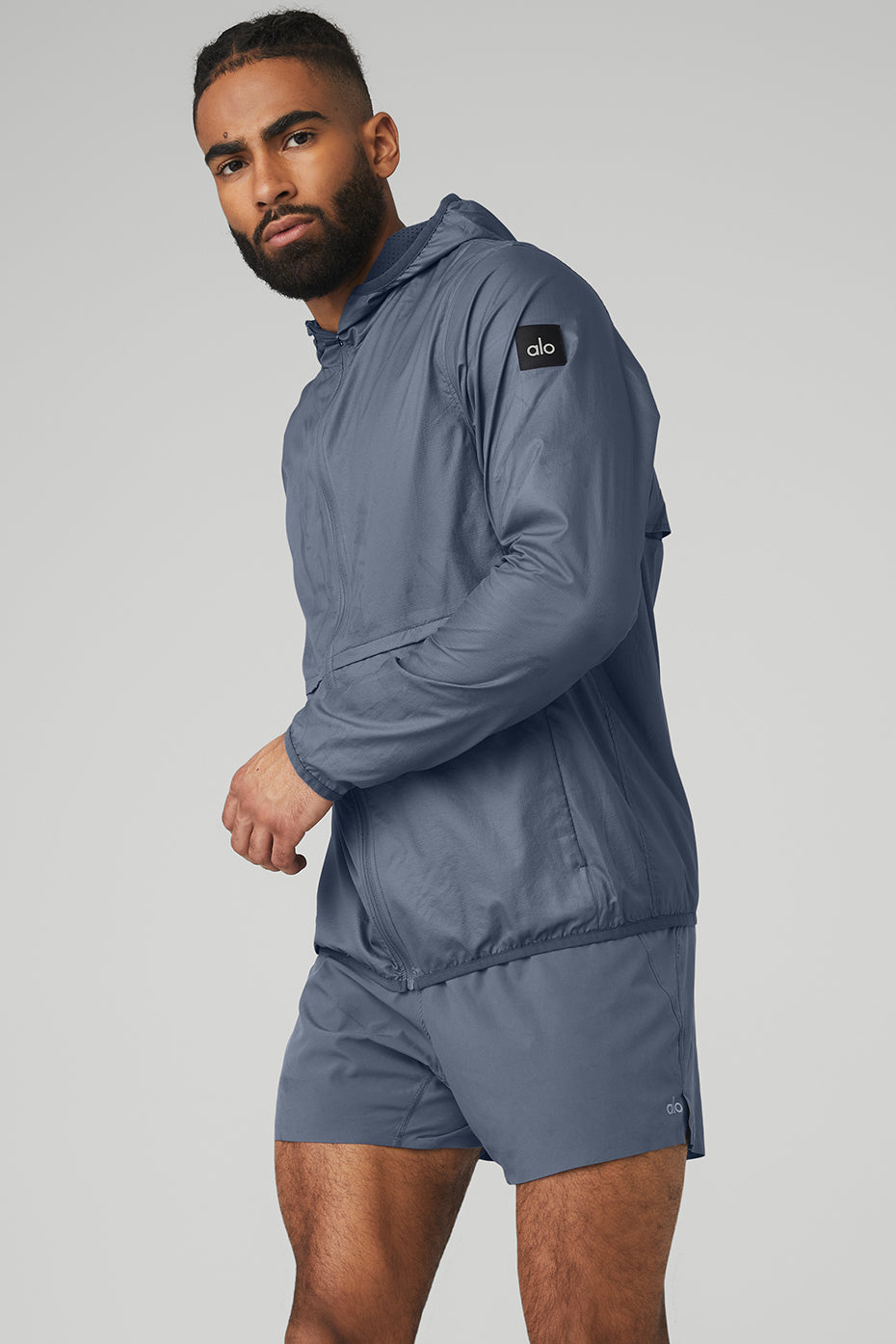 Navy Men's Alo Yoga Repeat Running Jackets | EDB-870165