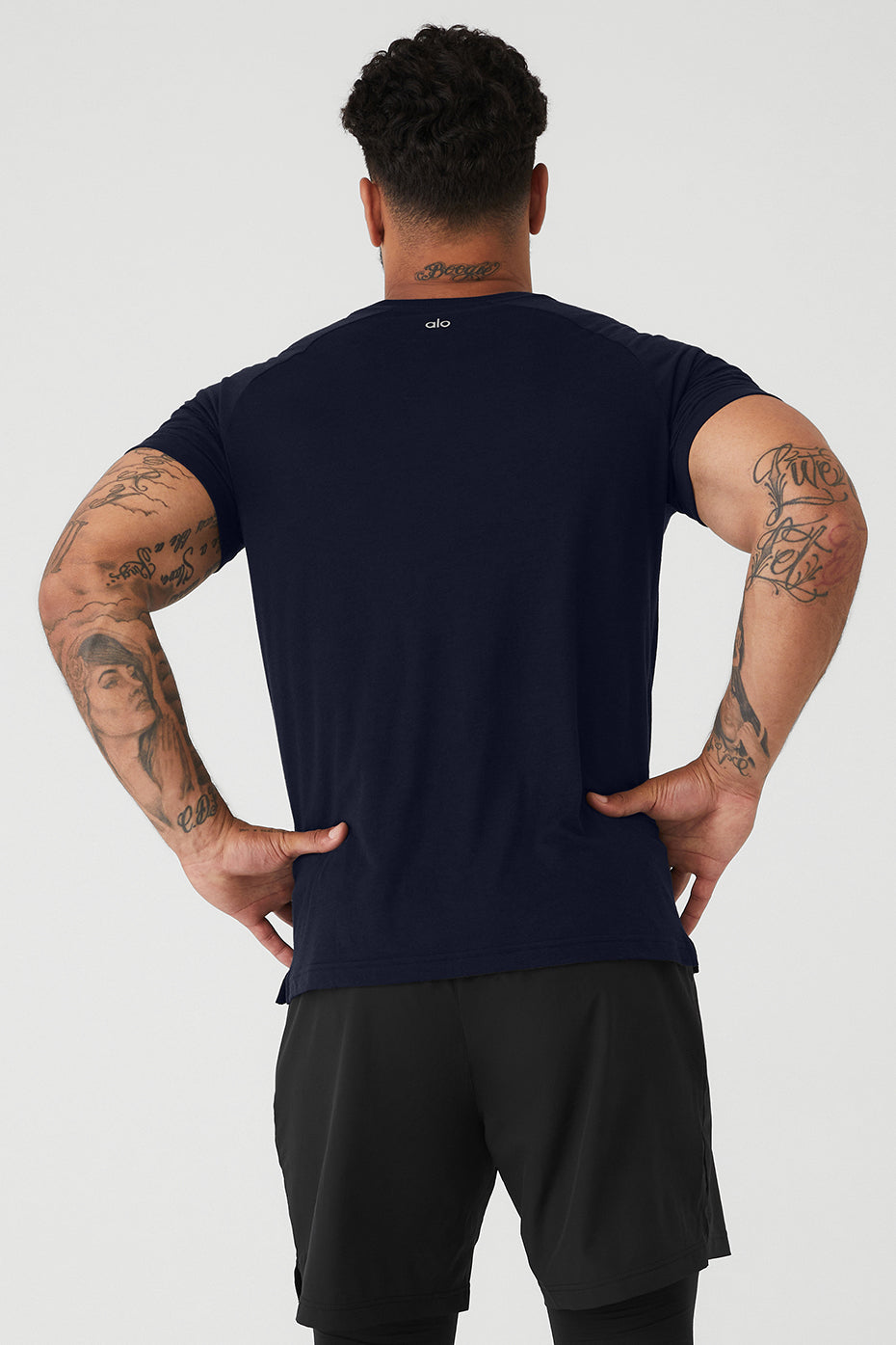 Navy Men's Alo Yoga The Triumph Crew Neck Tee Short Sleeve | YSM-480271