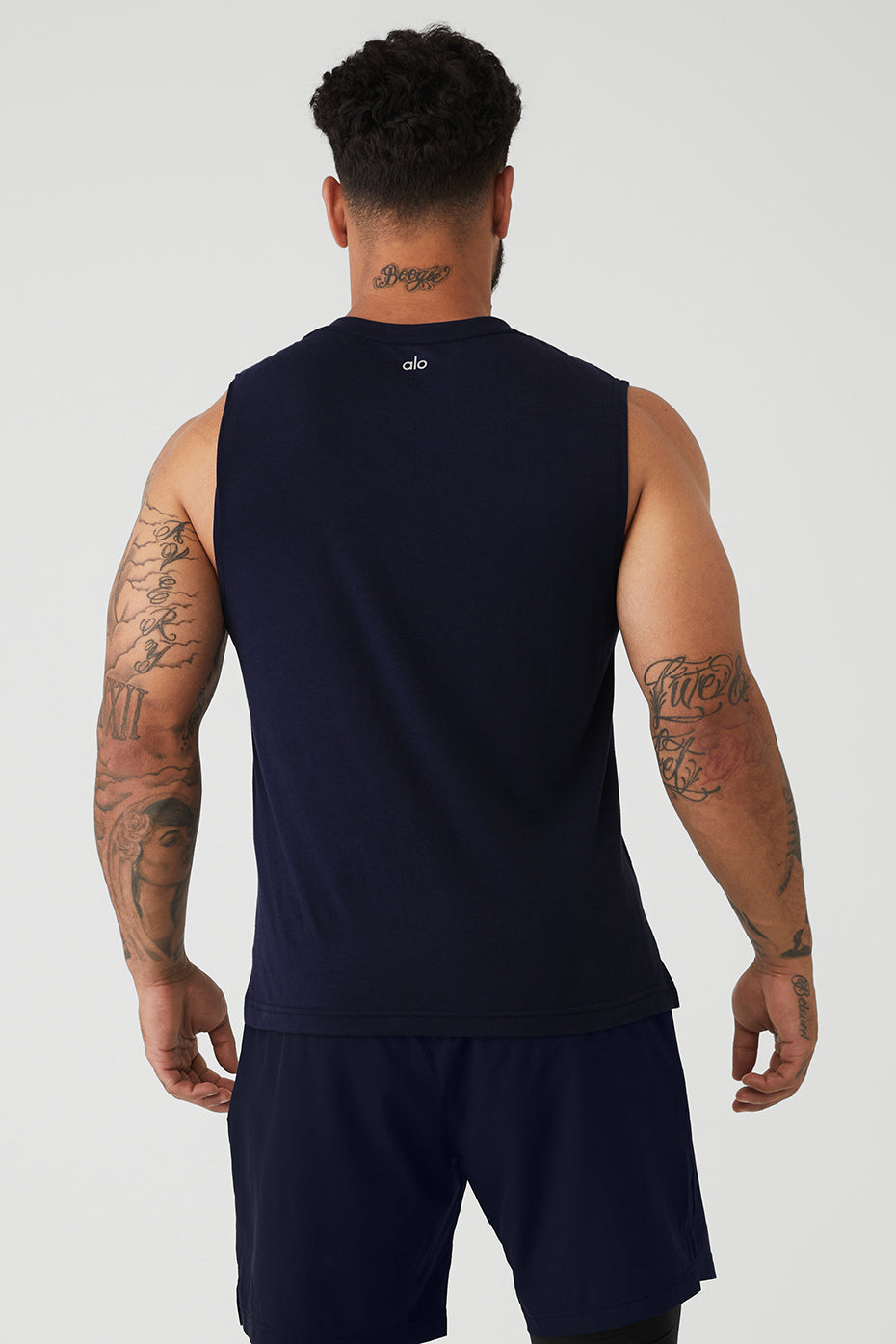 Navy Men's Alo Yoga The Triumph Muscle Tanks | TZW-829476