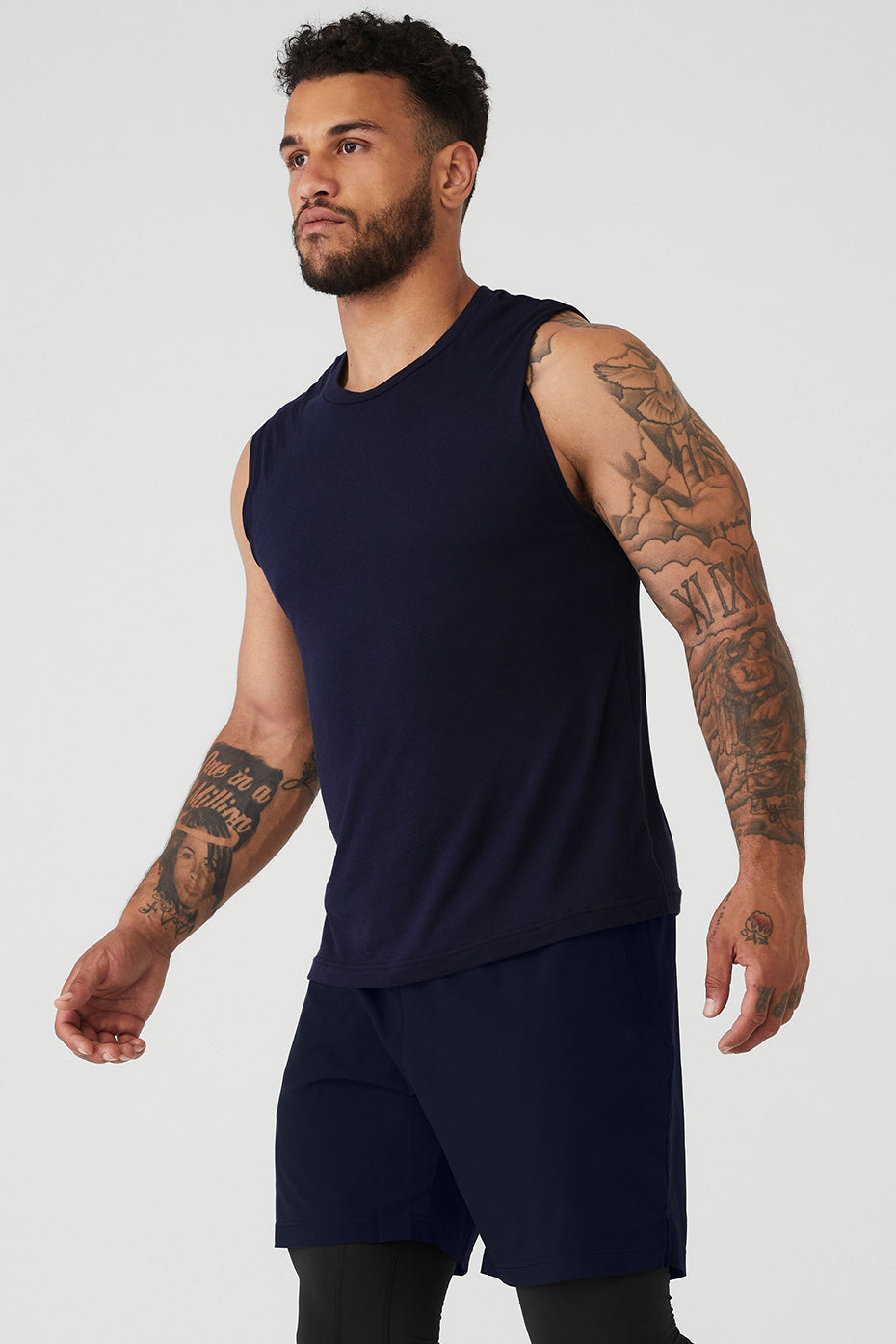 Navy Men's Alo Yoga The Triumph Muscle Tanks | TZW-829476