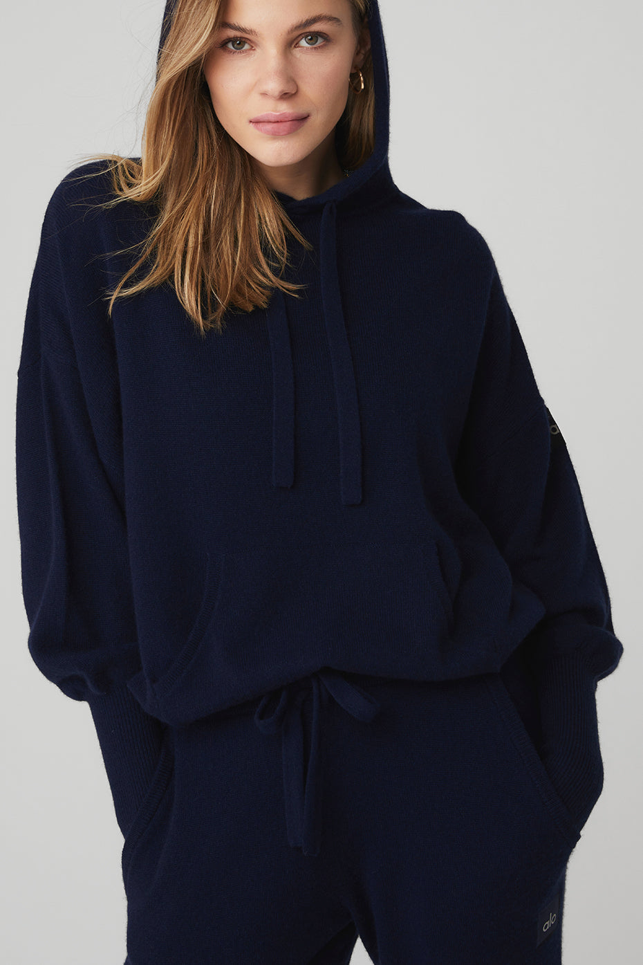 Navy Women's Alo Yoga Cashmere Jet Set Hoodie | FIK-509163