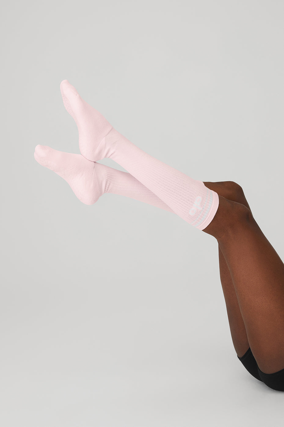 Pink / White Women's Alo Yoga Knee-High Throwback Barre Socks | CUM-305427