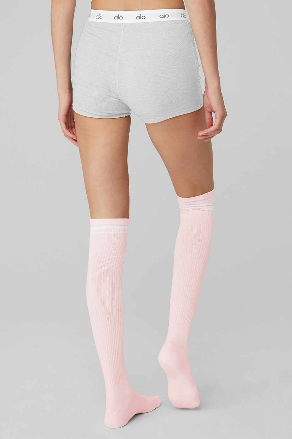 Pink / White Women's Alo Yoga Knee-High Throwback Socks | NFM-902617