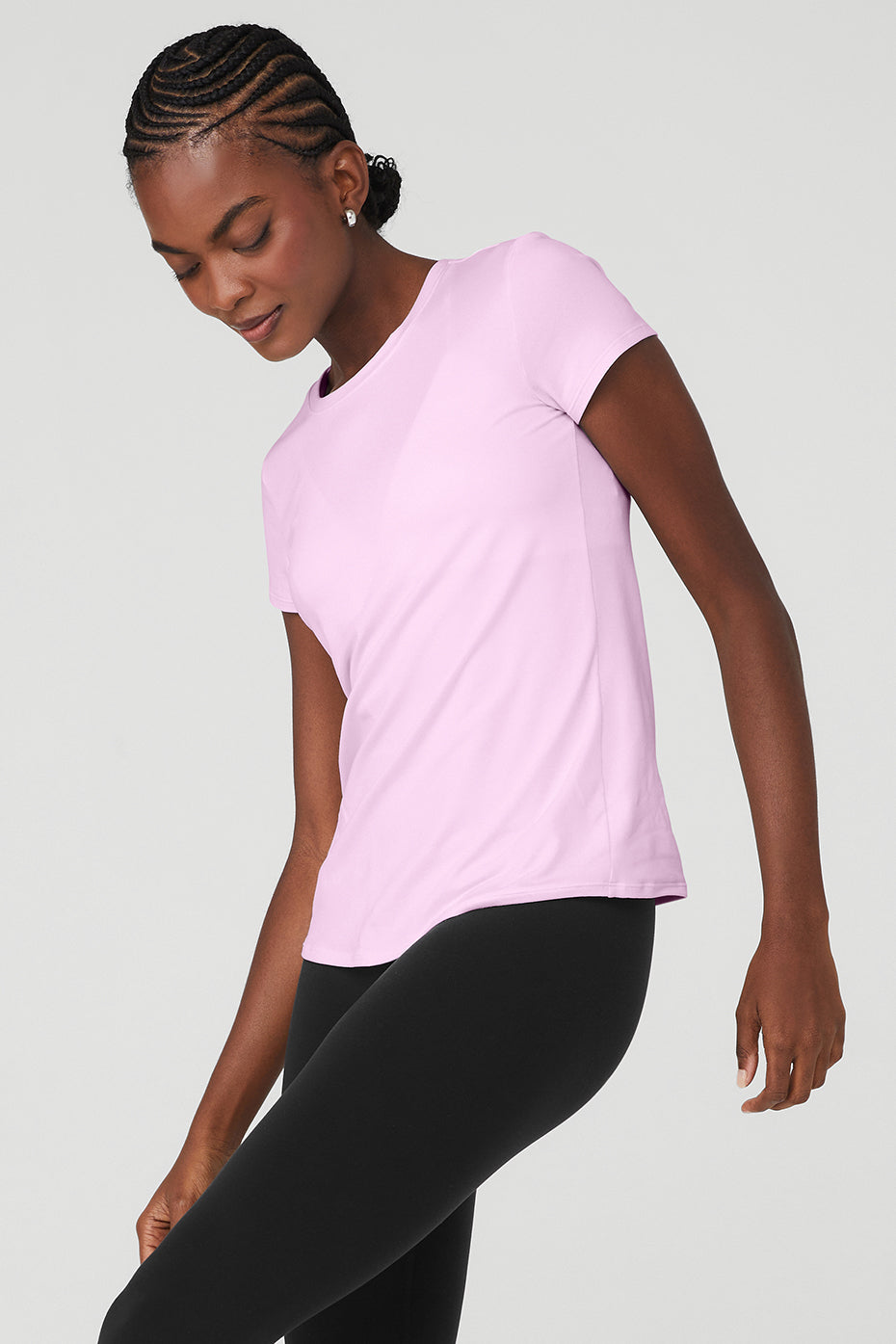 Pink Women's Alo Yoga Alosoft Finesse Tee Short Sleeve | XRK-652970