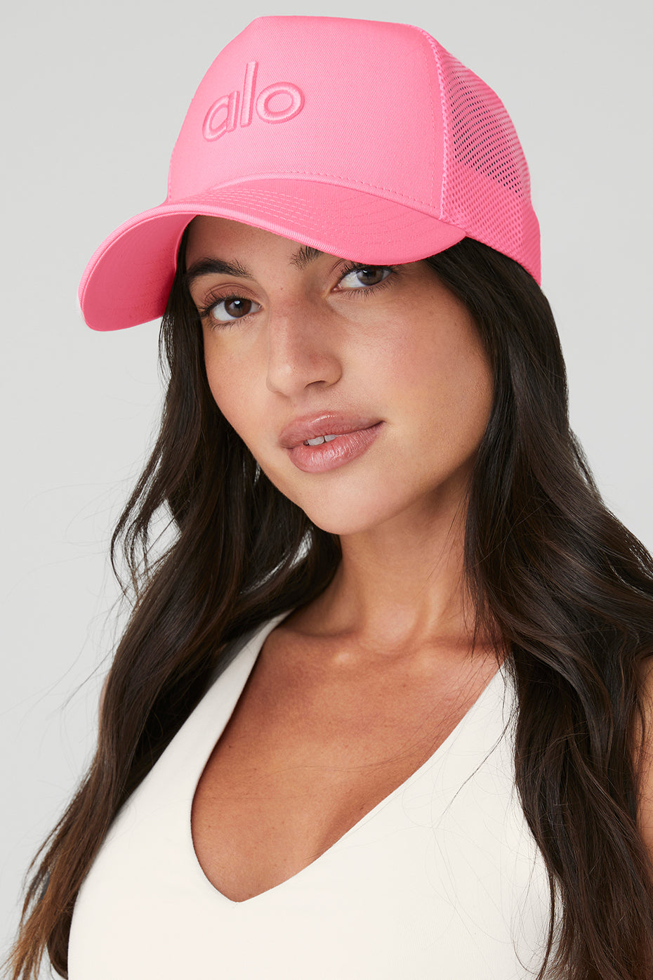 Pink Women's Alo Yoga District Trucker Hats | QTV-691584