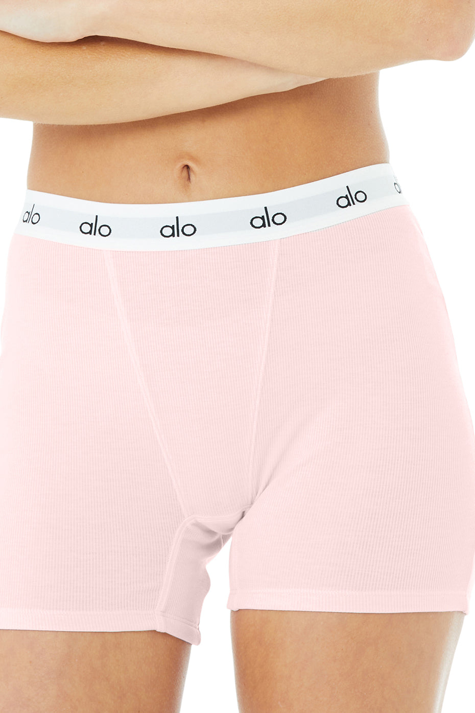 Pink Women's Alo Yoga Icon Ribbed Boyshort Underwear | TVN-859210