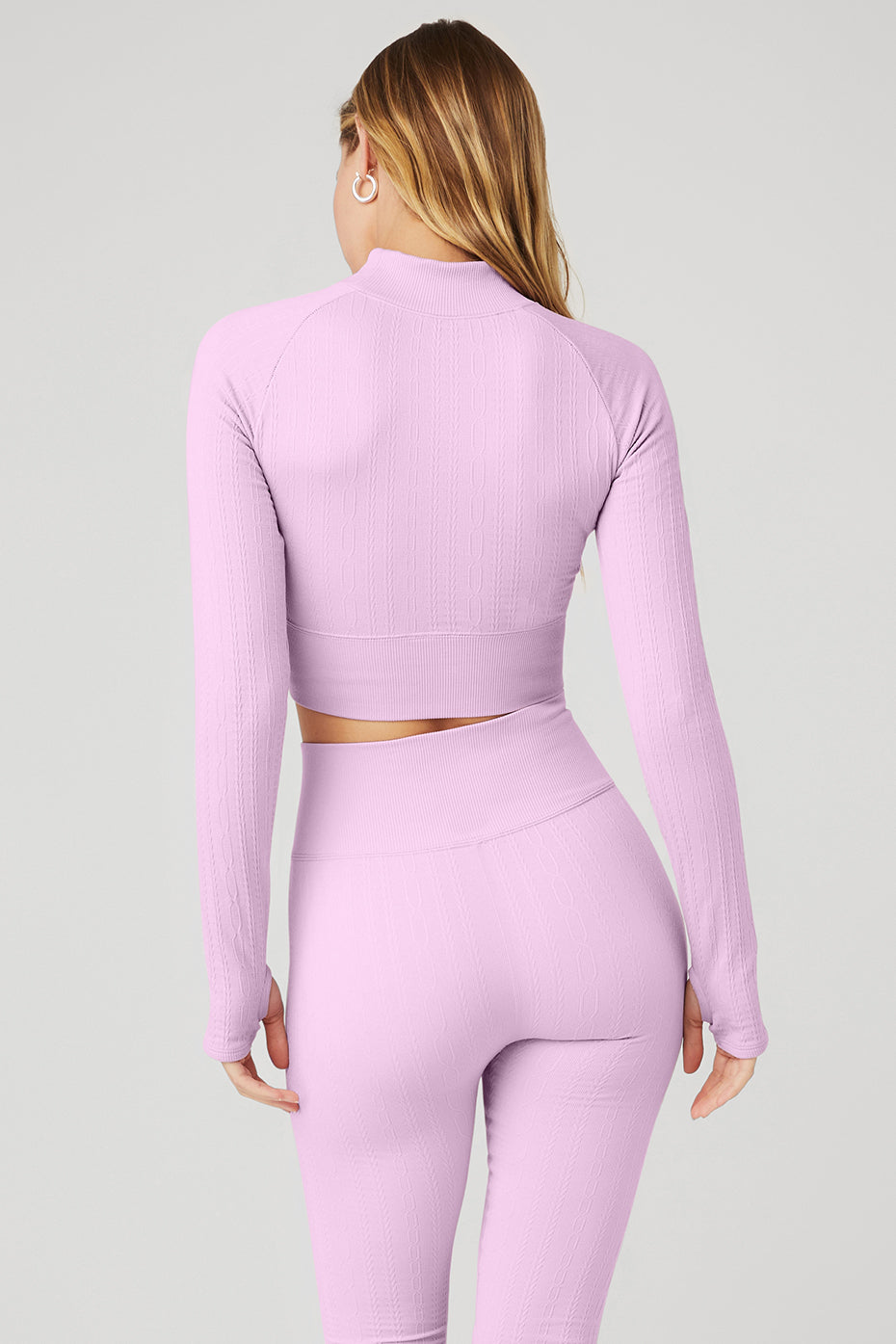 Pink Women's Alo Yoga Seamless Cable Knit Long Sleeve | NIL-608547