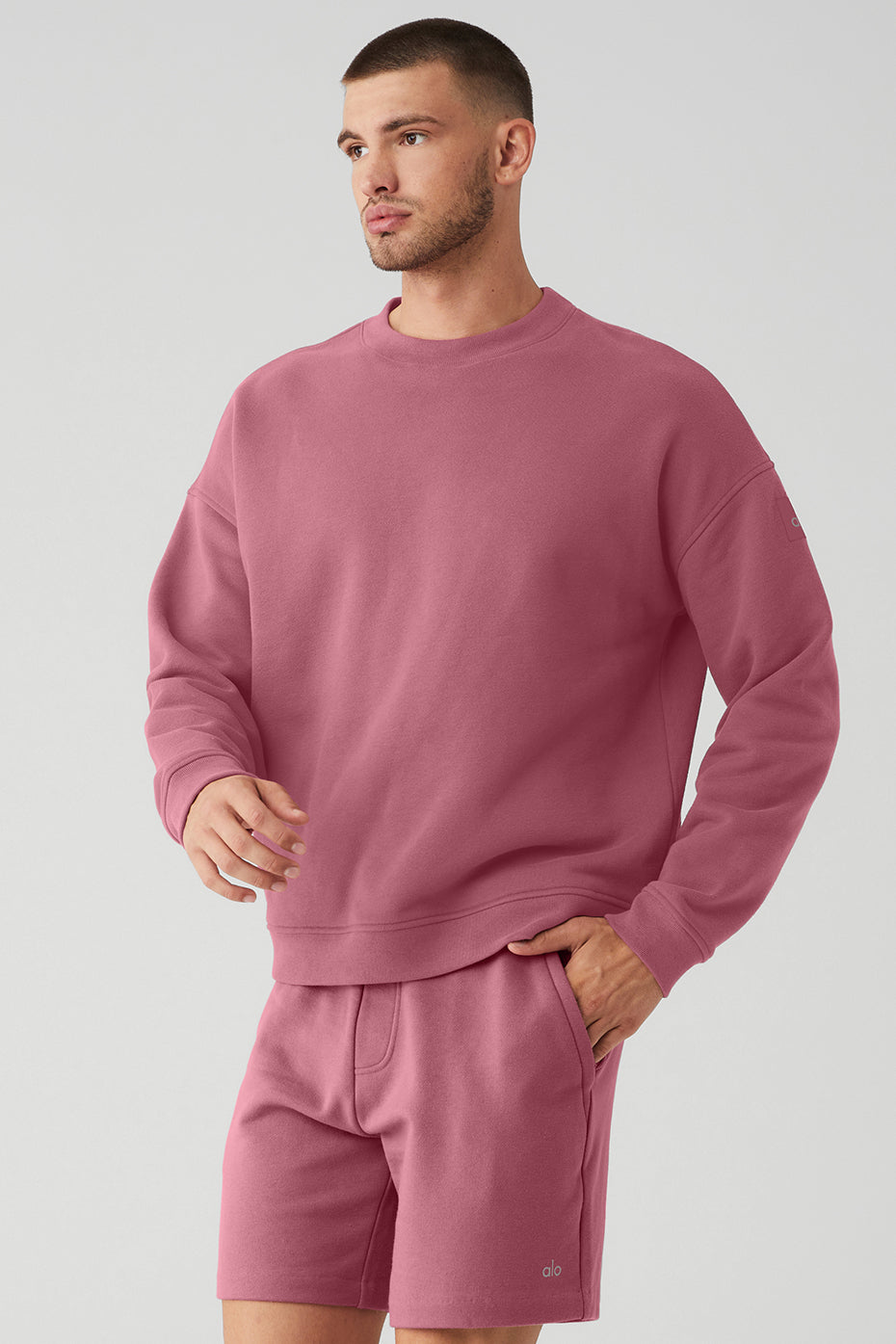 Purple Men's Alo Yoga Renown Heavy Weight Crew Neck Pullover Sweatshirts | GOT-856392