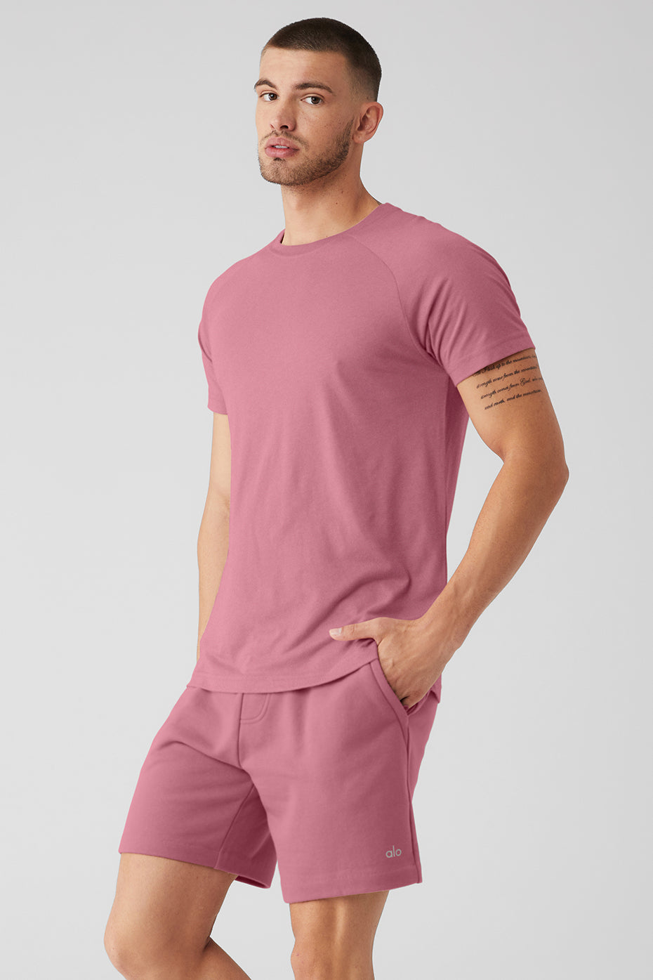 Purple Men's Alo Yoga The Triumph Crew Neck Tee Short Sleeve | FRD-187042