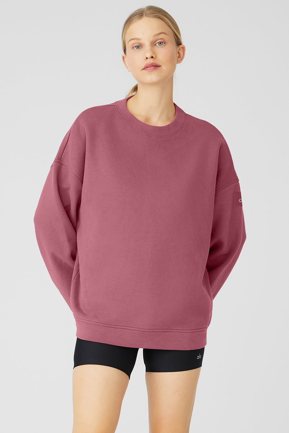 Purple Red Women's Alo Yoga Renown Heavy Weight Crew Neck Pullover Sweatshirts | CJR-469802