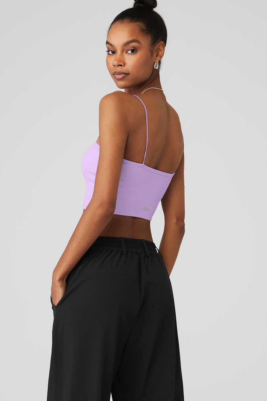 Purple Women's Alo Yoga Goddess Ribbed Bandeau Tanks | MWJ-653107