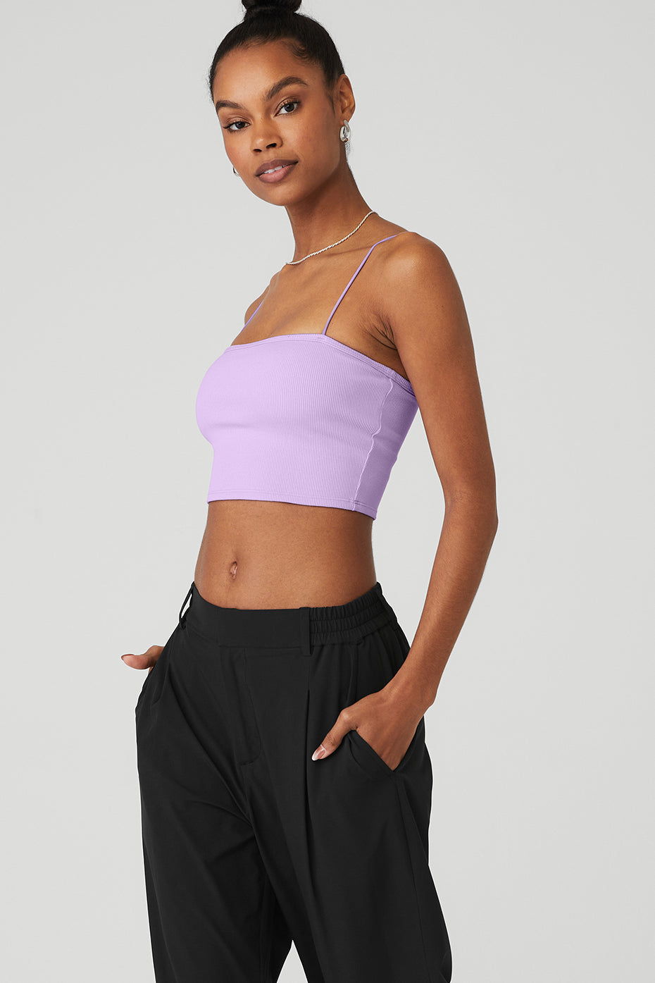 Purple Women's Alo Yoga Goddess Ribbed Bandeau Tanks | MWJ-653107