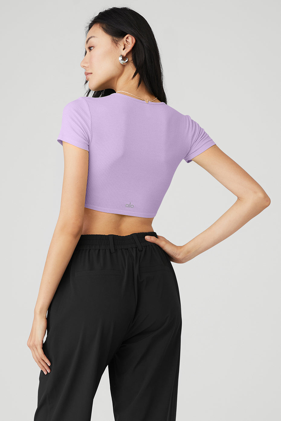 Purple Women's Alo Yoga Ribbed Knotty Short Sleeve | OYW-479302