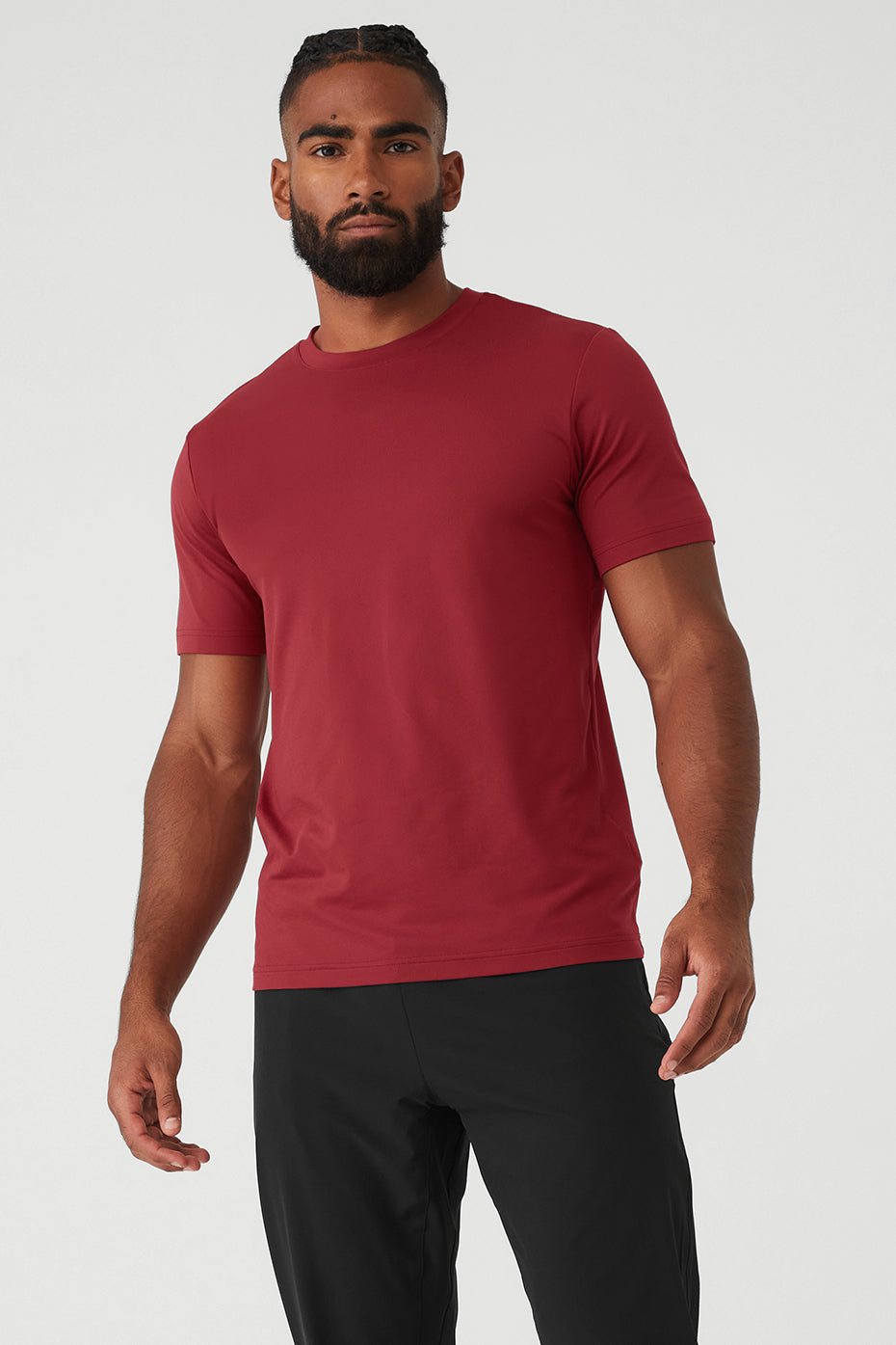 Red Men\'s Alo Yoga Conquer Reform Crewneck Short Sleeve | NDX-429130