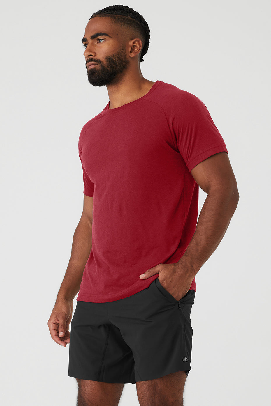 Red Men's Alo Yoga The Triumph Crew Neck Tee Short Sleeve | ZQM-673894