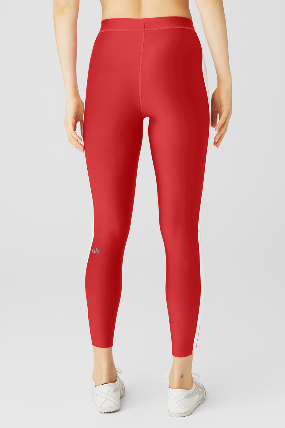 Red / White Women's Alo Yoga Airlift High-Waist 7/8 Car Club Leggings | FHJ-408129